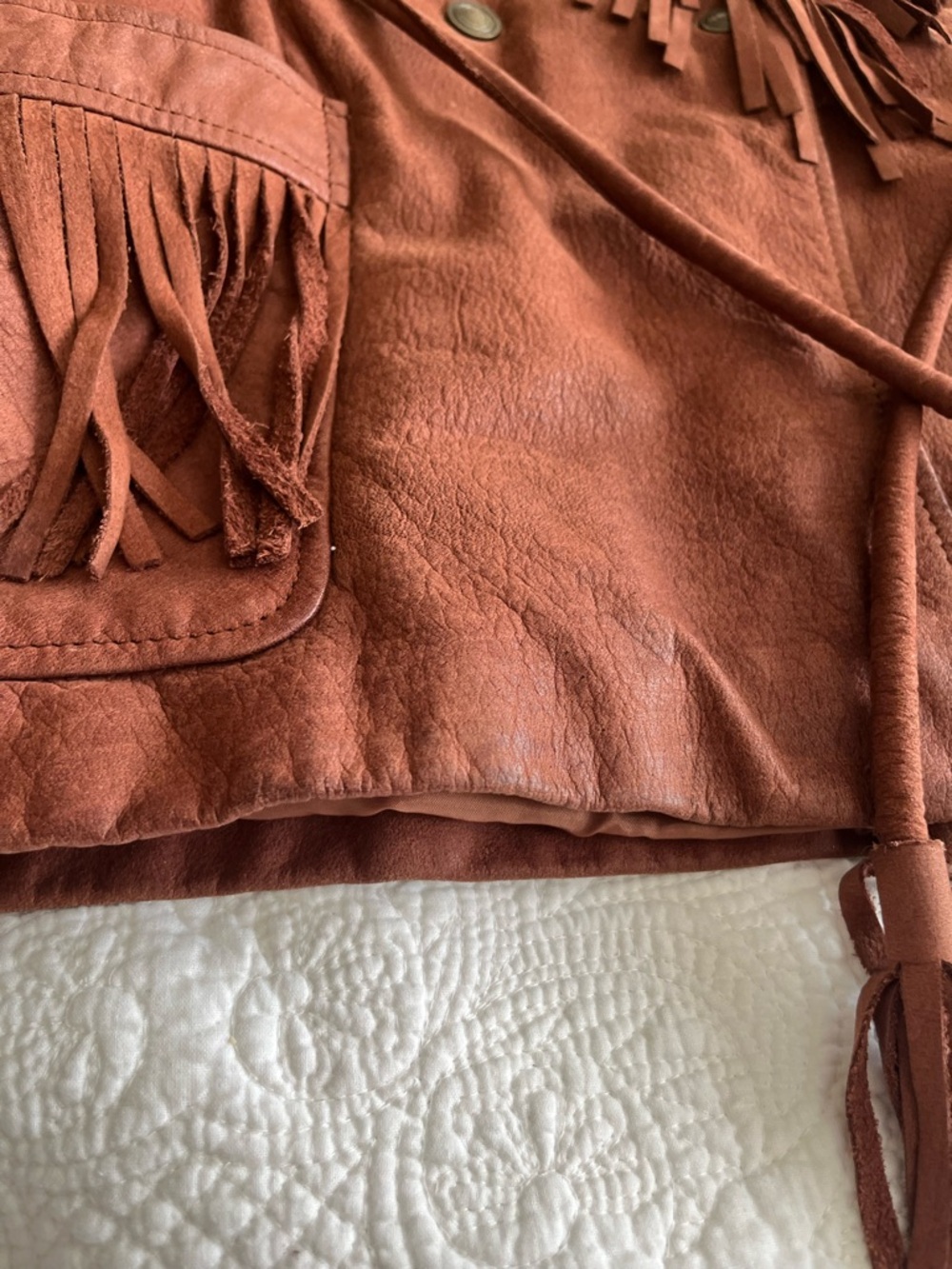 Pelle Cuir Women's Rust Fringe Leather Jacket - Picture 10 of 16
